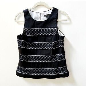 White House Black Market Eyelet Sleeveless Black Top